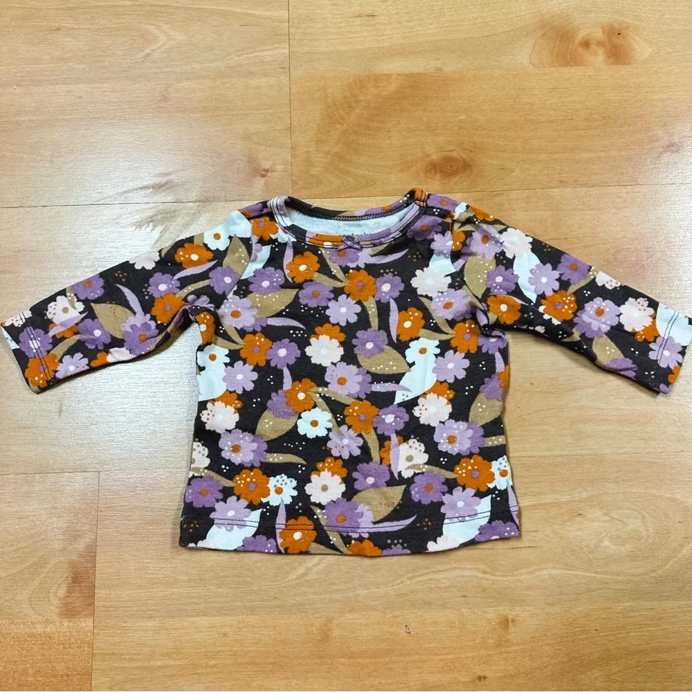 Carters Purple & Brown 3-Piece Floral Jumper Set Baby Girls 3M